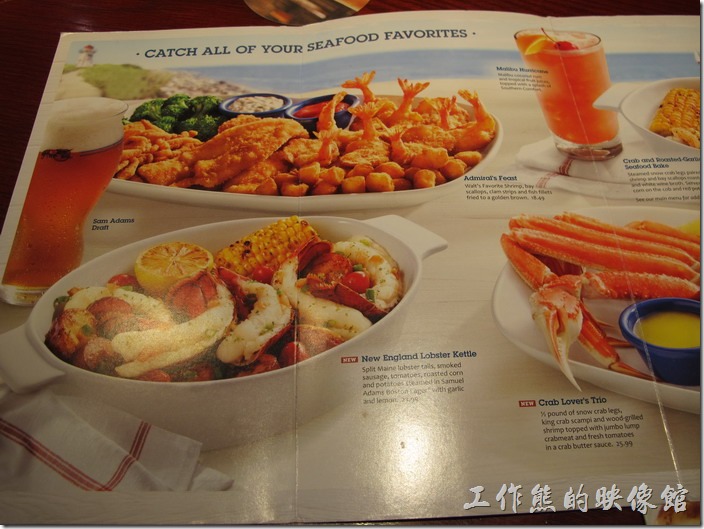 Louisville的RED Lobster的菜單，其他的菜色請參考其官網。